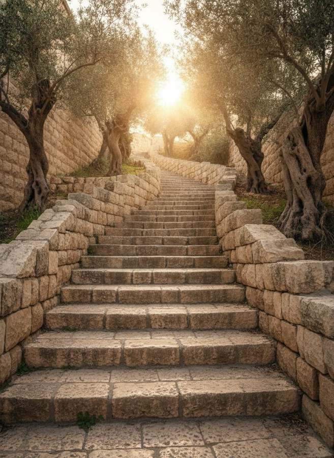 מדרגות אבן עולות אל האור
